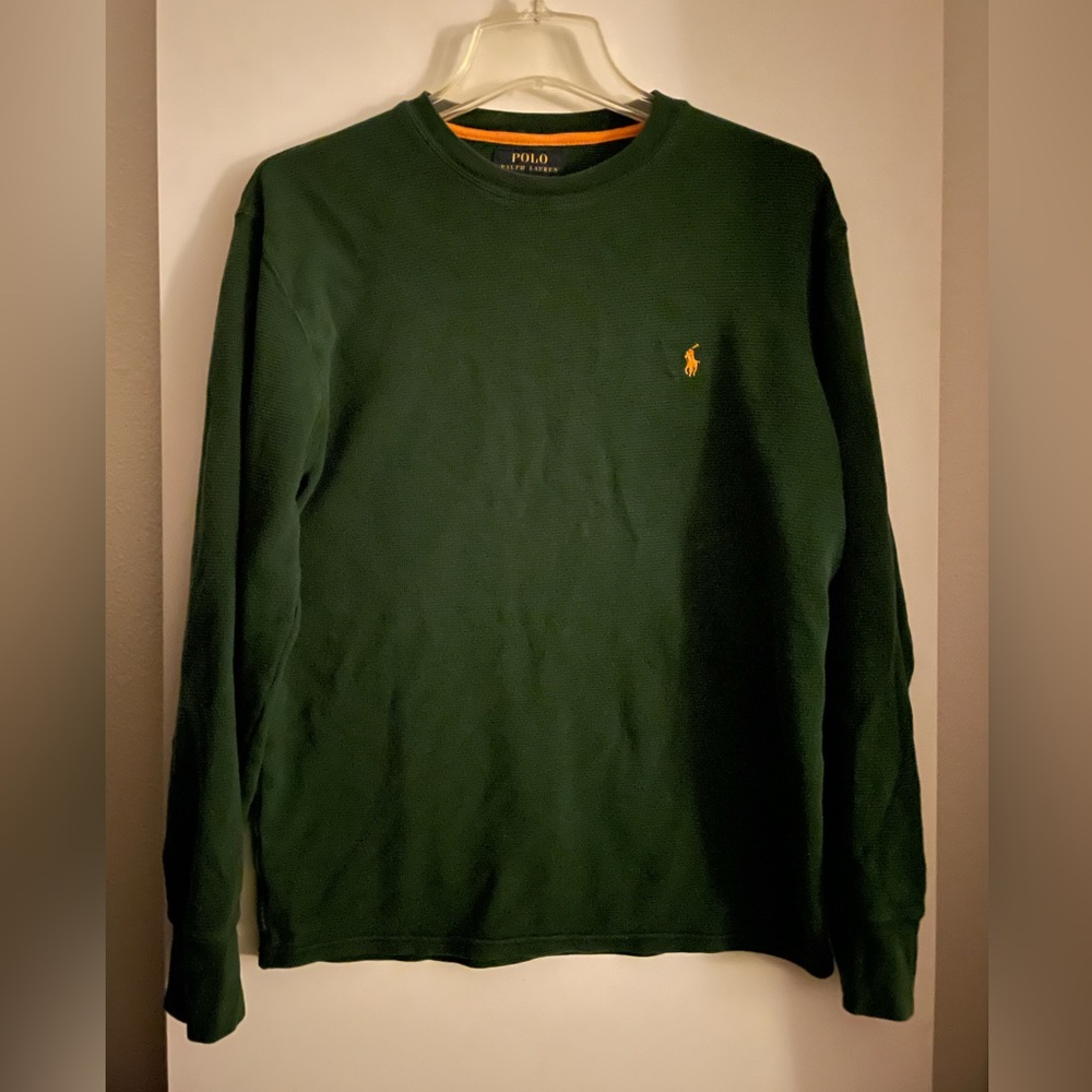 Men’s M: Ralph Lauren Polo Emerald Green Ribbed Cotton Long Sleeve T Shirt
